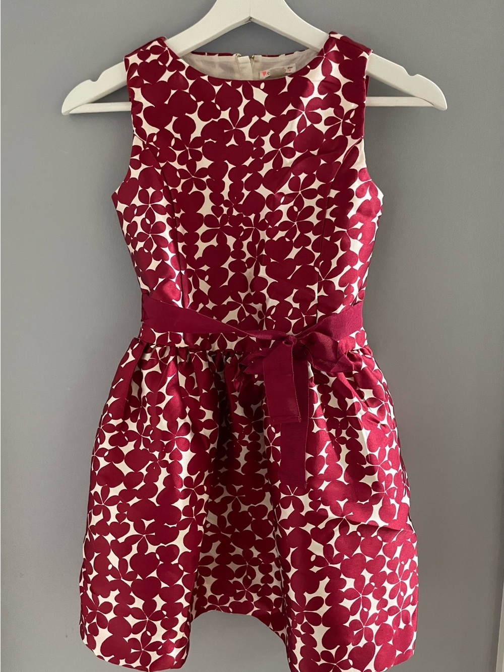 Crewcuts Red and Cream Floral Fit-and-Flare Dress with Waist Tie